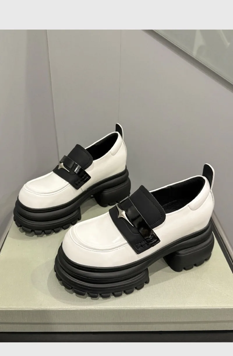 

Autumn and winter new loafers increase height 7cm thick-soled fashion round toe casual shoes simple ankle pu leather shoes women