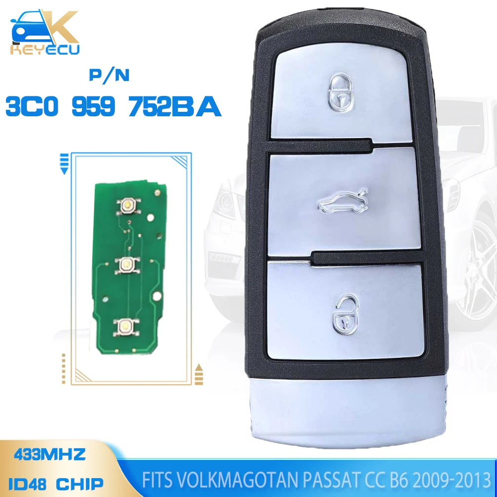 KEYECU 3C0 959 752BA ,3C0959752BA 433 МГц ID48 умные модели 2009 2010 2011 2012 2013 VW VolkMagotan Passat CC B6 KEYECU 3C0 959 752BA ,3C0959752BA 433 МГц ID48 умные модели 2009 2010 2011 2012 2013 VW VolkMagotan Passat CC B6