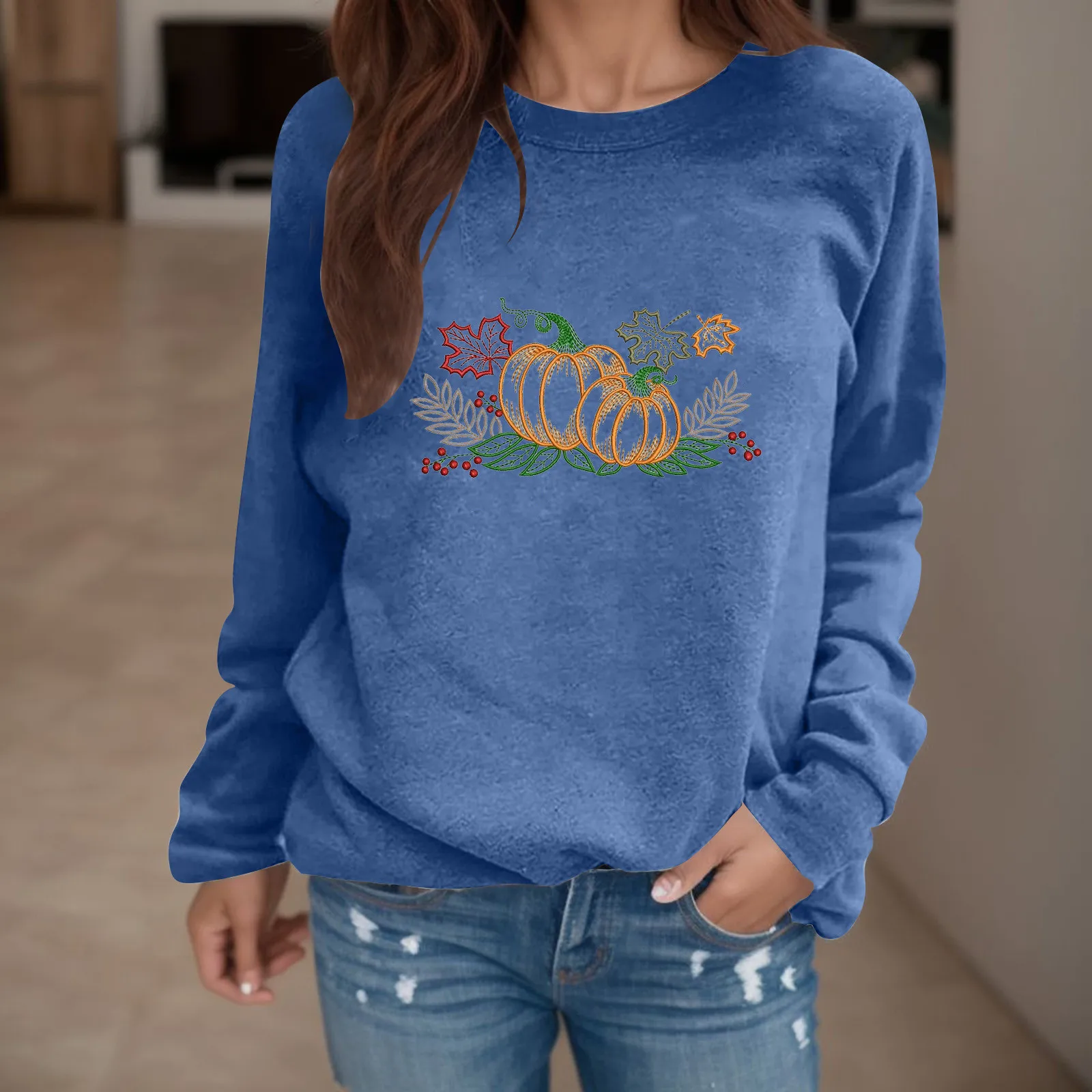 Casual Loose Sweatshirt Women’S Pumpkin Print Halloween Hoodie 2023 Autumn O Neck Long Sleeve 3d Female Daily Blouse Moletom