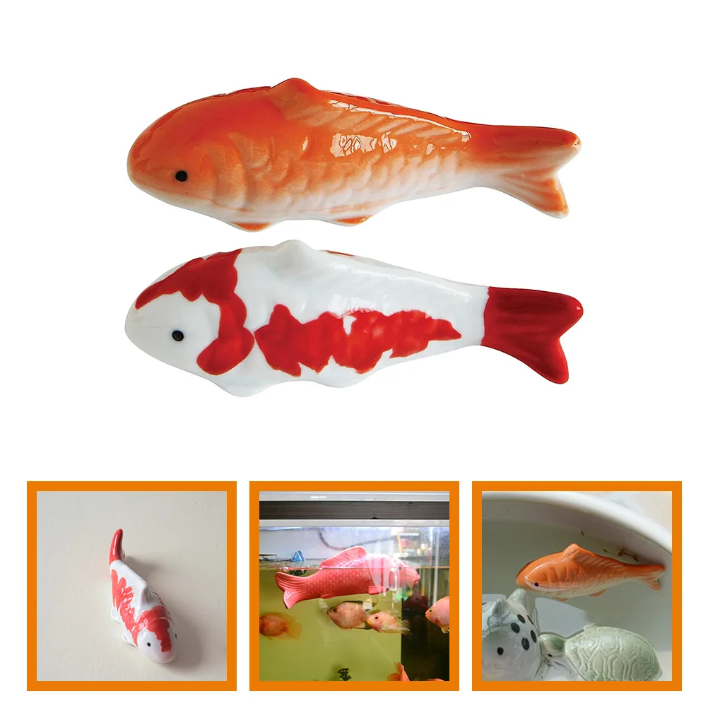 

2Pcs Aquarium Ceramic Fish Water Floating Ceramic Fish Chinese Style Fish Tank Underwater Fish