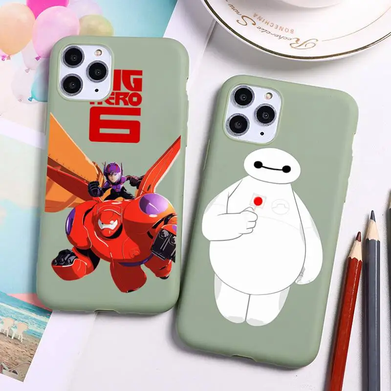 

Baymax Big Hero 6 Phone Case For iphone 13 12 11 Pro Max Mini XS 8 7 6 6S Plus X SE 2020 XR Candy green Silicone cover