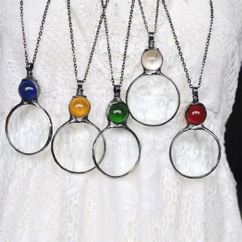 

Magnifier Magnifying Glass Pendant Chain Necklace For Women Vintage Jewelry Gift