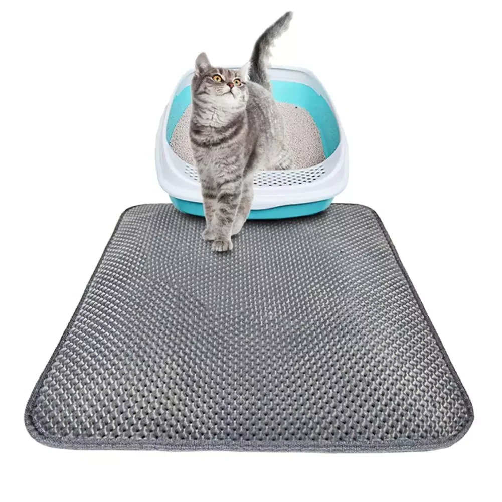 

2022New Mat Kitten Litter Pad Folding Double Side Waterproof Trash Trapper Non Slip EVA Protect Floor Feeding Clean Mats Beds