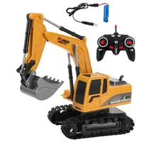 rc engineering car 2 4ghz 6 channel remote control excavator toy alloy and plastic excavator rtr for kids boys birthday gift