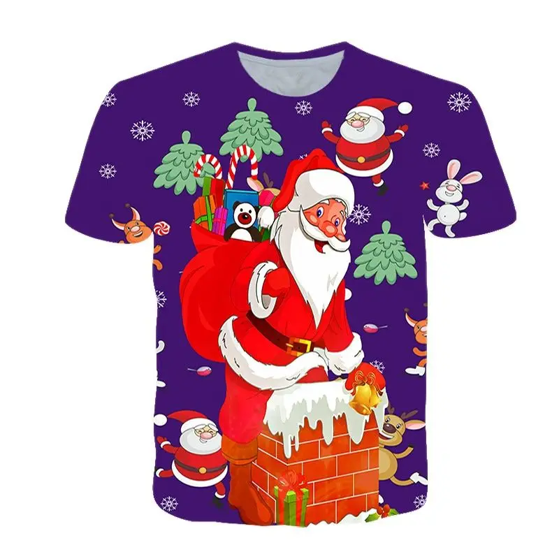 

Women Short Sleeve Christmas T-shirt Santa Claus 3D Print Cartoon Tee Female Casual Graphic Tops O-Neck Harajuku Clothes T Shirt
