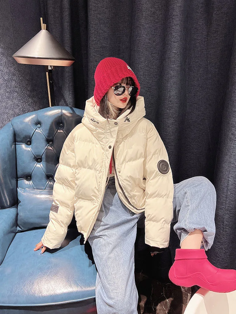 

2023 Autumn Winter Hooded Bread Clothes Korean Version Loose Padded Jacket Cute Women's Short Cotton Padded Jacket