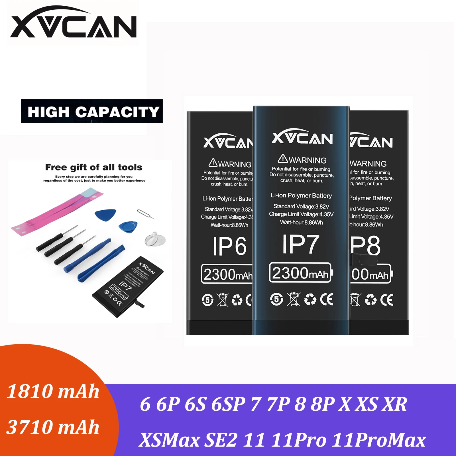 

100% New Original Phone XVCAN Battery For Apple iPhone 6 6S 7 8 Plus X XS SE2 11 Pro MAX XR Real High Capacity Drop Shipping