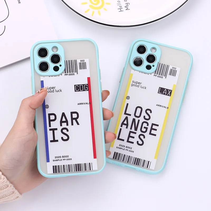 

PUNQZY City Plane Ticket Travel Phone Case For iPhone 13 PRO MAX 12 11 XR 7 6 8 Plus X XS All-Inclusive Drop Protection Cover