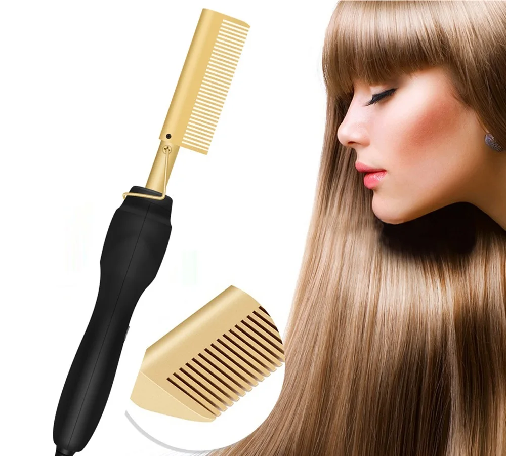 

Hair Straightener Curler Hair Hot Comb Wet and Dry Use Professional Straightener Brush Electric Titanium Alloy Comb