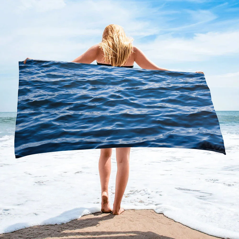 

Blue Sea Water Wave Landscape Quick Dry Towel Large Round Beach Towel For Adult Microfiber Shower Bath Towel Swimming Cover