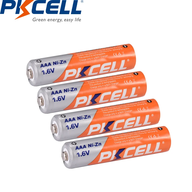 

4PC PKCELL AAA battery 1.6V Ni-Zn AAA Rechargeable Batteries nizn AAA battery 900mWh and battery Charger for AA/AAA NIZN battery
