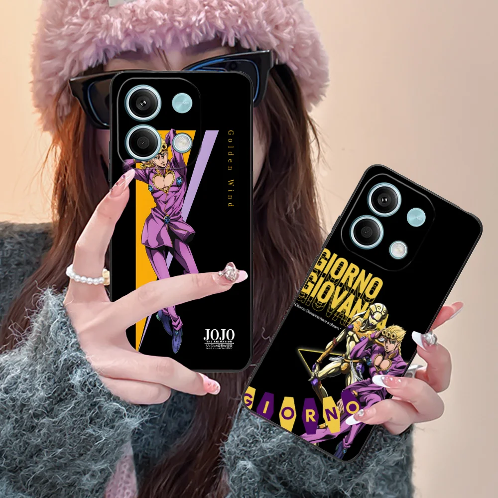 Фото Чехол для телефона JOJO Giorno Giovanna для Xiaomi POCO M6 M5 M4 M3 X7 X6 X5 X4 X3 F6 F5 F4 Pro GT 5G, черный чехол для смартфона №5