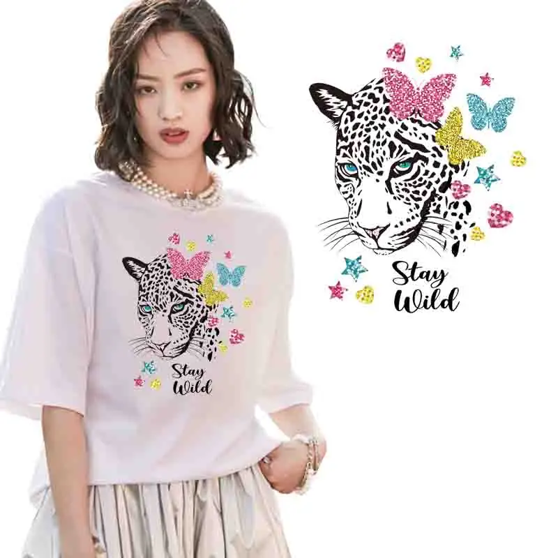 Термонаклейки Prajna с изображением бабочек леопардов медведей лошадей |