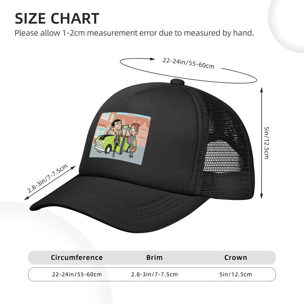 Фото Сетчатые бейсболки Mr Bean Snapback, модные бейсболки, дышащие повседневные бейсболки, уличные унисекс №2