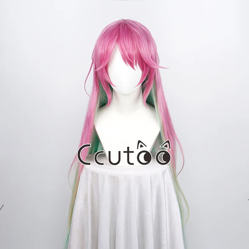 No Game Life Jibril Косплей Парик Длинный Градиент Розовый Зеленый Термостойкие