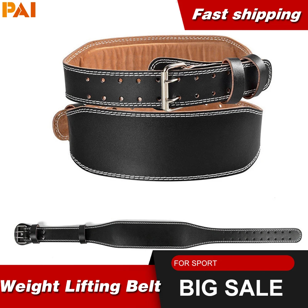 

Leather Weightlifting Belt Gym Fitness Dumbbell Barbell Powerlifting Back Lumbar Power Bodybuilding Training Weight Lifting Belt