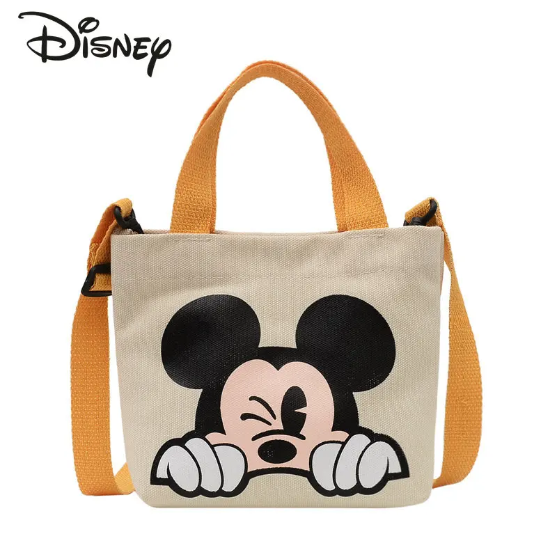 Disney Mickey Children's Crossbody Bag Fashion Cartoon Women's Handbag Large Capacity Storage Bag Casual Canvas Zero Wallet