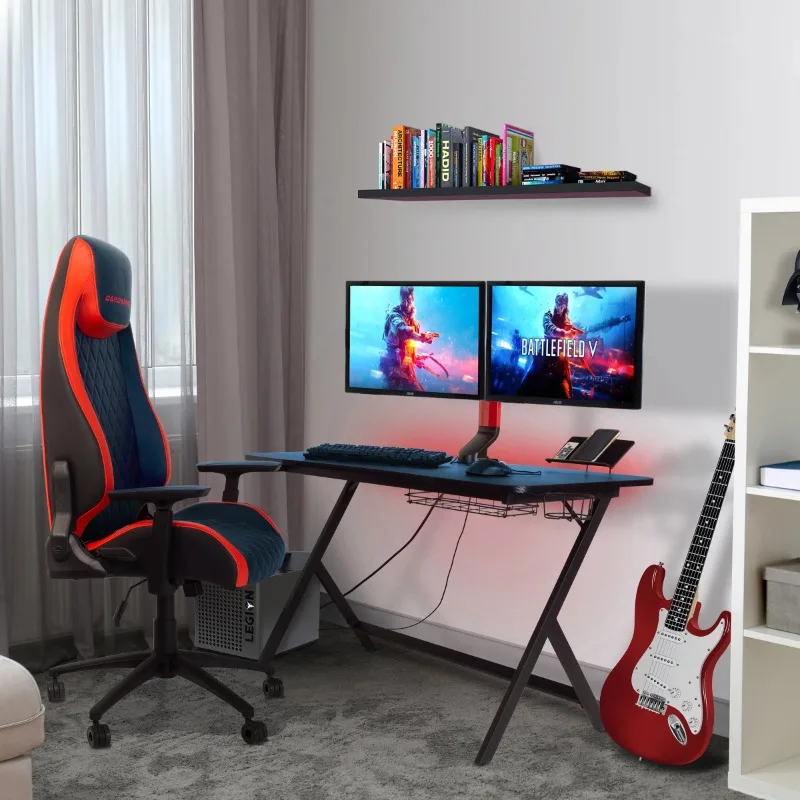 

Atlantic Fire Gaming Desk, Black with 24 Multicolor LEDs and 3 USB Ports