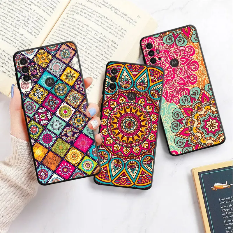 Чехол для телефона Motorola Moto G60 G51 G50 G22 G52 G53 G30 G31 G73 G60s G71 G72 G32 цветной Мандала Цветок