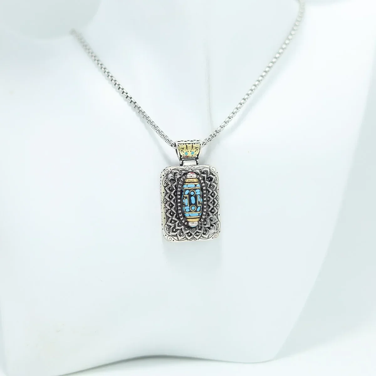 Буддистское серебряное ожерелье с шестью истинными словами мантра шурангама