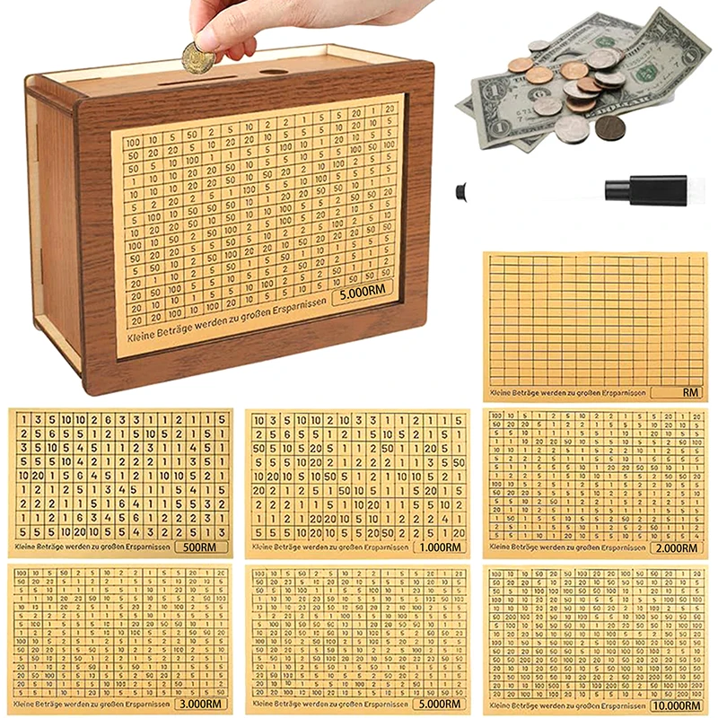 500/1000/2000/3000/5000/10000 Копилка Ringgit Mal Box деревянная копилка многоразовая с коробочками