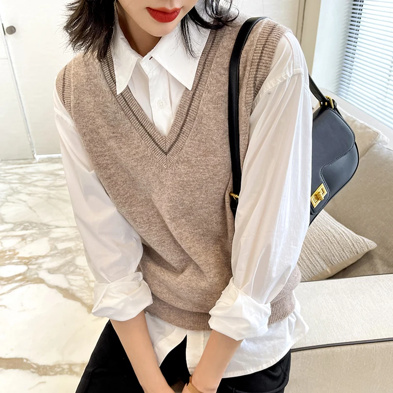 Женский жилет из 100% австралийской шерсти вязаные пуловеры зимние мягкие теплые