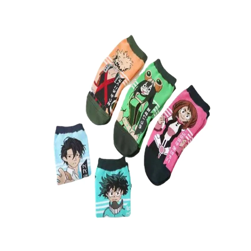 5 Pairs/Set My Hero Academia Socks Cartoon Socks Cartoon Cotton Straight Socks Two-dimensional Peripheral Socks