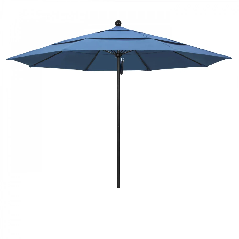 

California Umbrella 107" Blue Solid Print Octagon Market Patio Umbrella