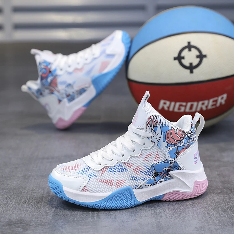 

Hot Children Basketball Sneakers Fashion Breathable Basketball Trainers Baskets Boys and Girl Outdoor Platform Sport Shoes