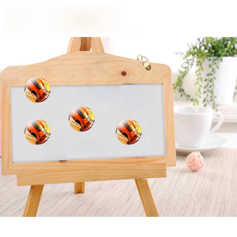 Violin 30 MM Fridge Magnet Classical Music Gift Orchestra Band Glass Dome Magnetic Refrigerator Stickers Note Holder Home Decor | Дом и сад