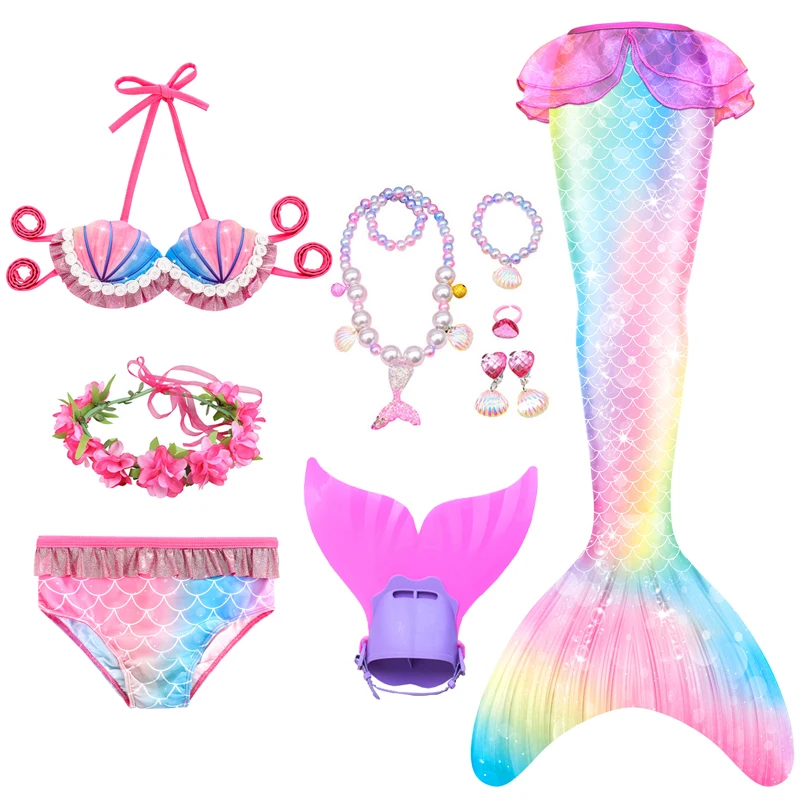 Детская пляжная одежда для косплея маленькой Русалочки женский купальный костюм