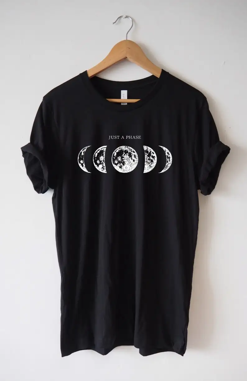 

MOON phase Shirt moon T-shirt Organic Soft comfortable High Quality Great fit Eco Print moon phase just a phase shirt
