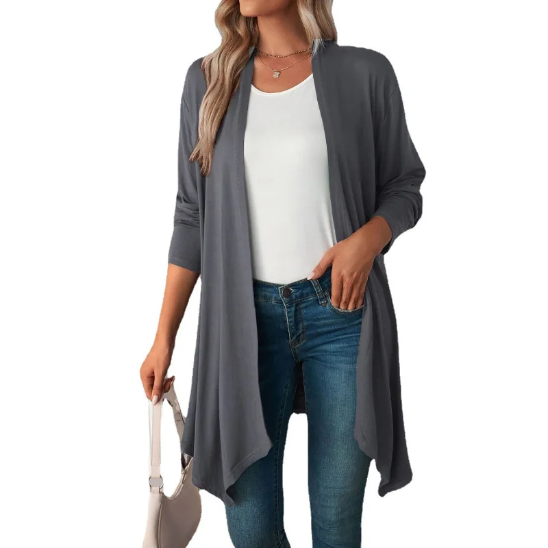 

Women Autumn and Winter New Korean Version of Vogue Casual Solid Color Loose Versatile Sleeves Long Sleeves Cardigan Coat Top