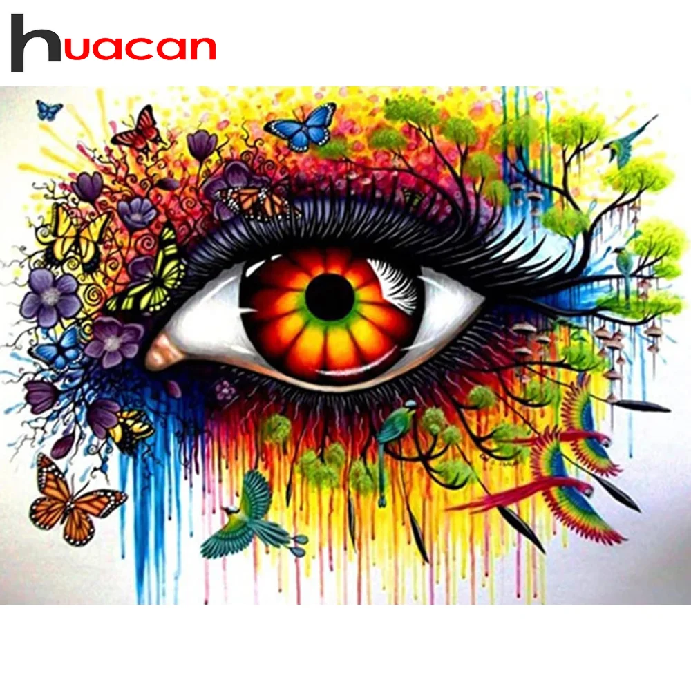 

Huacan полноразмерная/круглая алмазная живопись, портретный глаз, алмазная вышивка, животное, Бабочка, мозаика, домашний декор