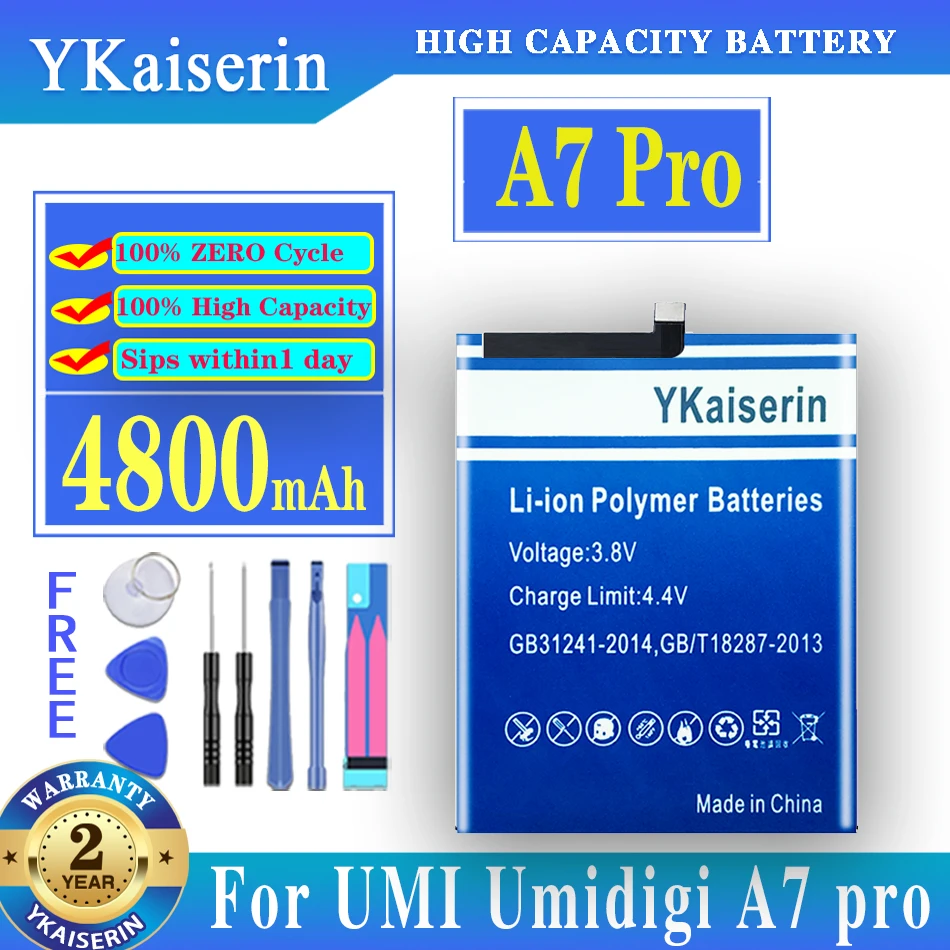 

YKaiserin A7 Pro 4800mAH Replacement Battery For UMI Umidigi A7pro High Capacity Battery Batterij + Free Tools