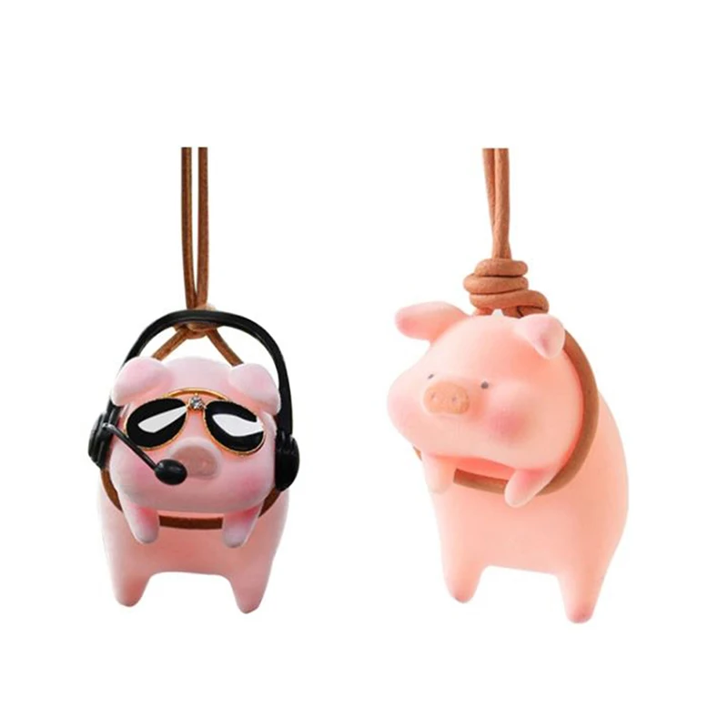

Cute Little Pig Car Pendant Decoration Swing Piggy Hanging Flying Interior Accessories for Rearview Mirrors