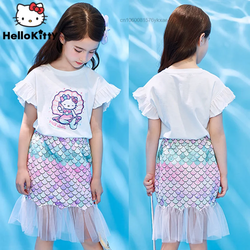 

Футболка с коротким рукавом и принтом «Hello Kitty» для девочек