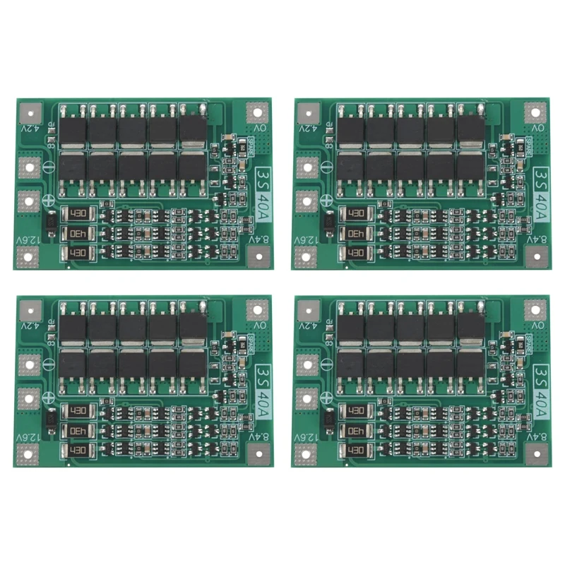 

4X 3S 40A For Screwdriver 12V Li-Ion 18650 Bms Pcm Battery Protection Board Bms Pcm With Balance Liion Battery Cell Pack