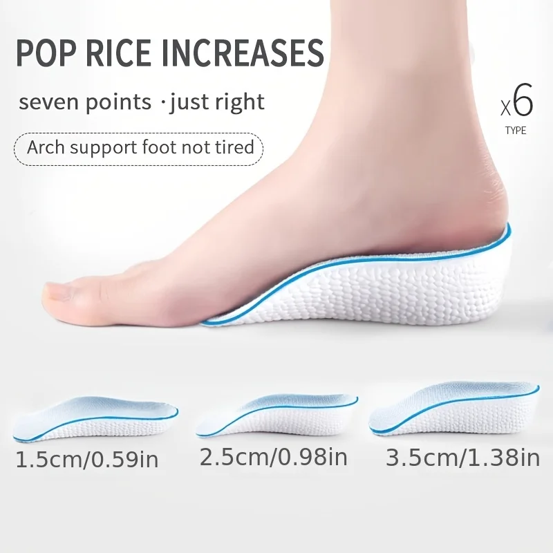 Height Increase Insoles for Men Women Shoes Flat Feet Arch Support Orthopedic Insoles Sneakers Heel Lift Memory Foam Shoe Pads