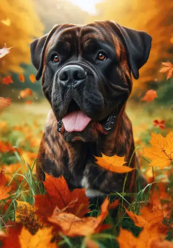 Mastiff Brindle Falling Leaves Флаг