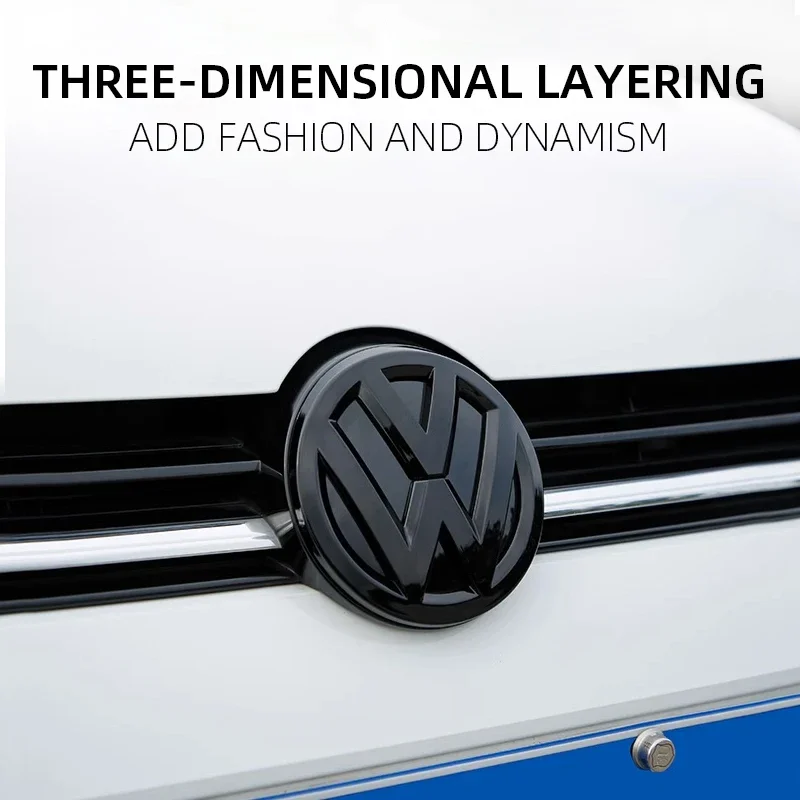 Auto Nero Lucido Griglia Anteriore Distintivi Baule Posteriore Emblema Coperchio Coperback Logo Adesivo Per VW Volkswagen GOLF 6.
