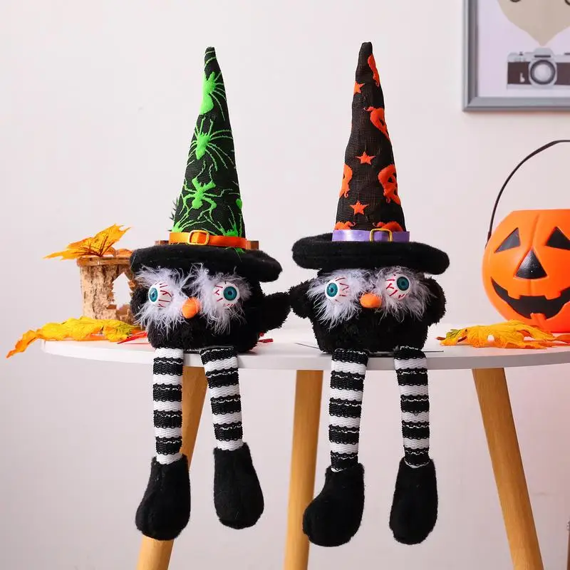 

Halloween Gnomes Decorations Spider Ghost Hat Owl Dwarf Doll Desktop Ornaments With Light Halloween Table Decor