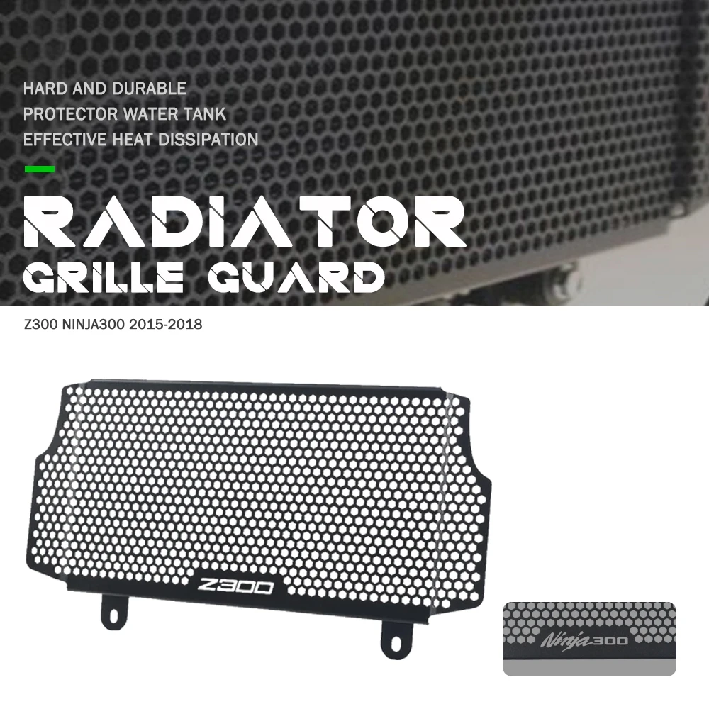 

NEW Motorcycle For Kawasaki Ninja 300 Z300 Ninja300 2015 2016 2017 2018 Z300 Radiator Grille Guard Cover Tank Coolant Protector