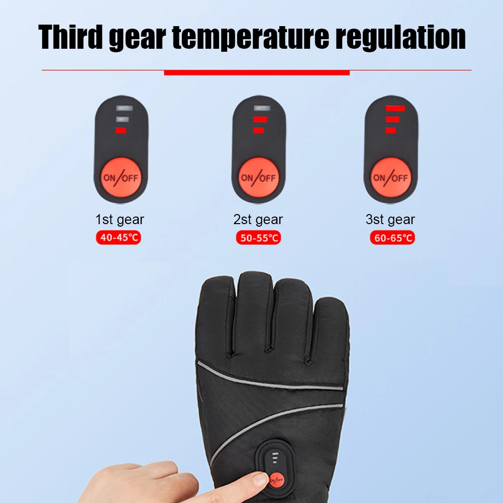 

Unisex Electric Heating Gloves Waterproof Rechargeable Heating Mittens Touch Screen 3 Heating Levels for Winter Outdoor Sports