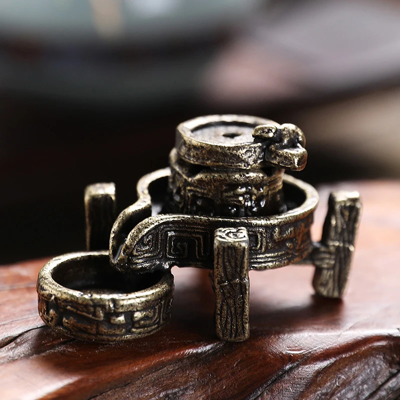 Антикварная каменная мельница обратный поток курильница графитовая подставка