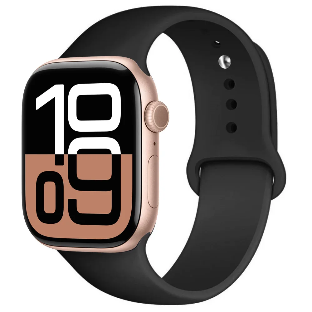 Силиконовый ремешок для Apple Watch 10 диапазон 46мм 44 мм 45мм 40 41 49 42 38 корреа браслет