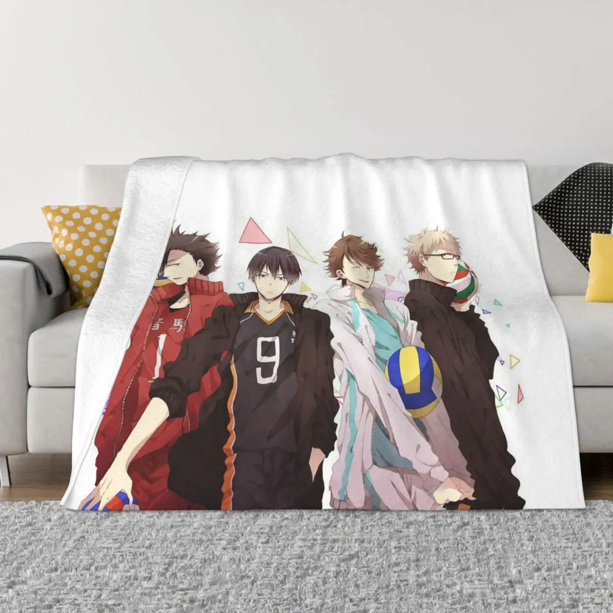 

Tsukishima Oikawa Knitted Blankets Japanese Anime Haikyuu Plush Throw Blankets Bedroom Sofa Portable Soft Warm Bedspreads