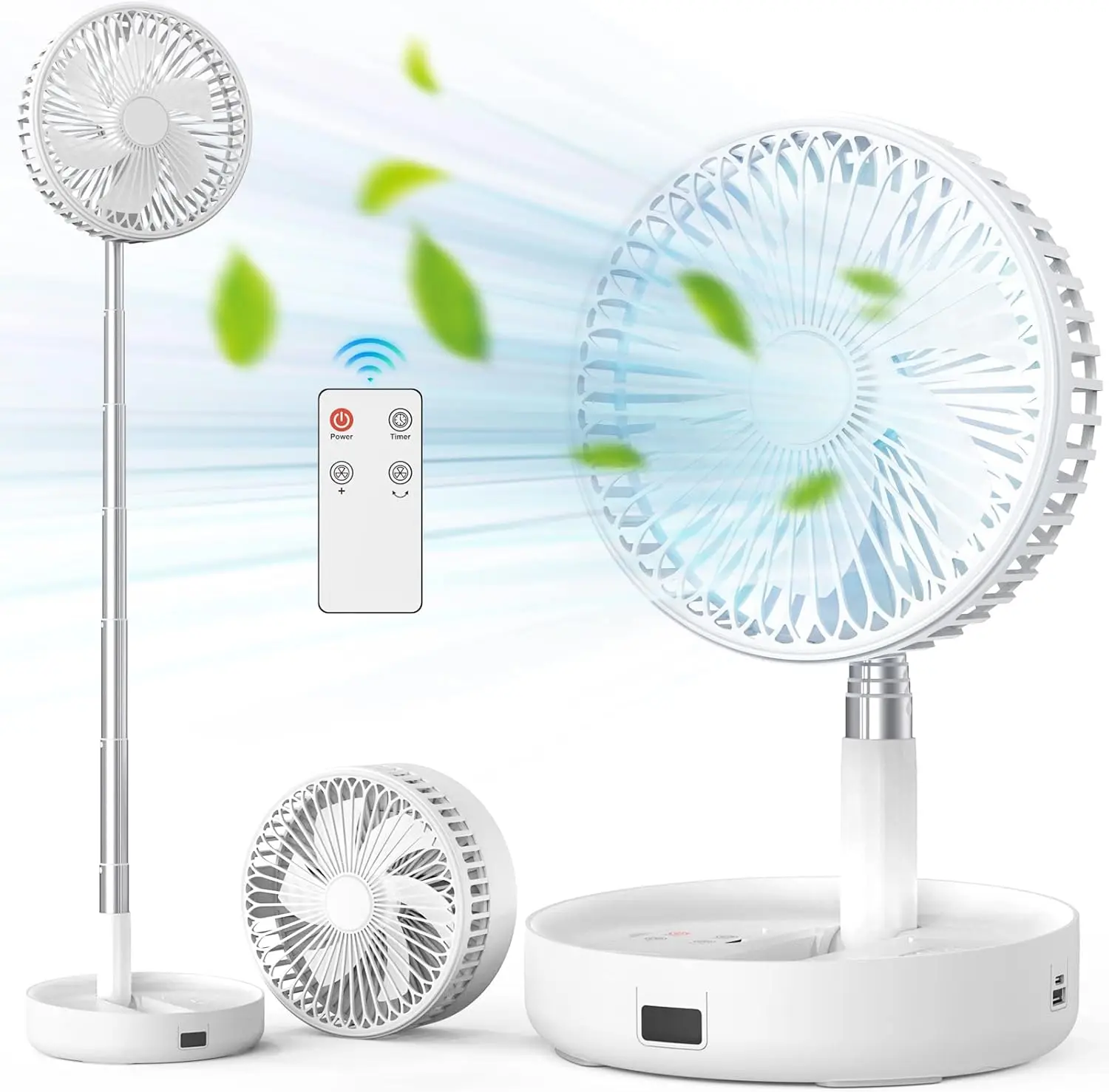 

9''Portable Oscillating Fan for Travel, 10000mAH Rechargeable Desktop Folding Standing Fan with Remote , Adjustable Heig