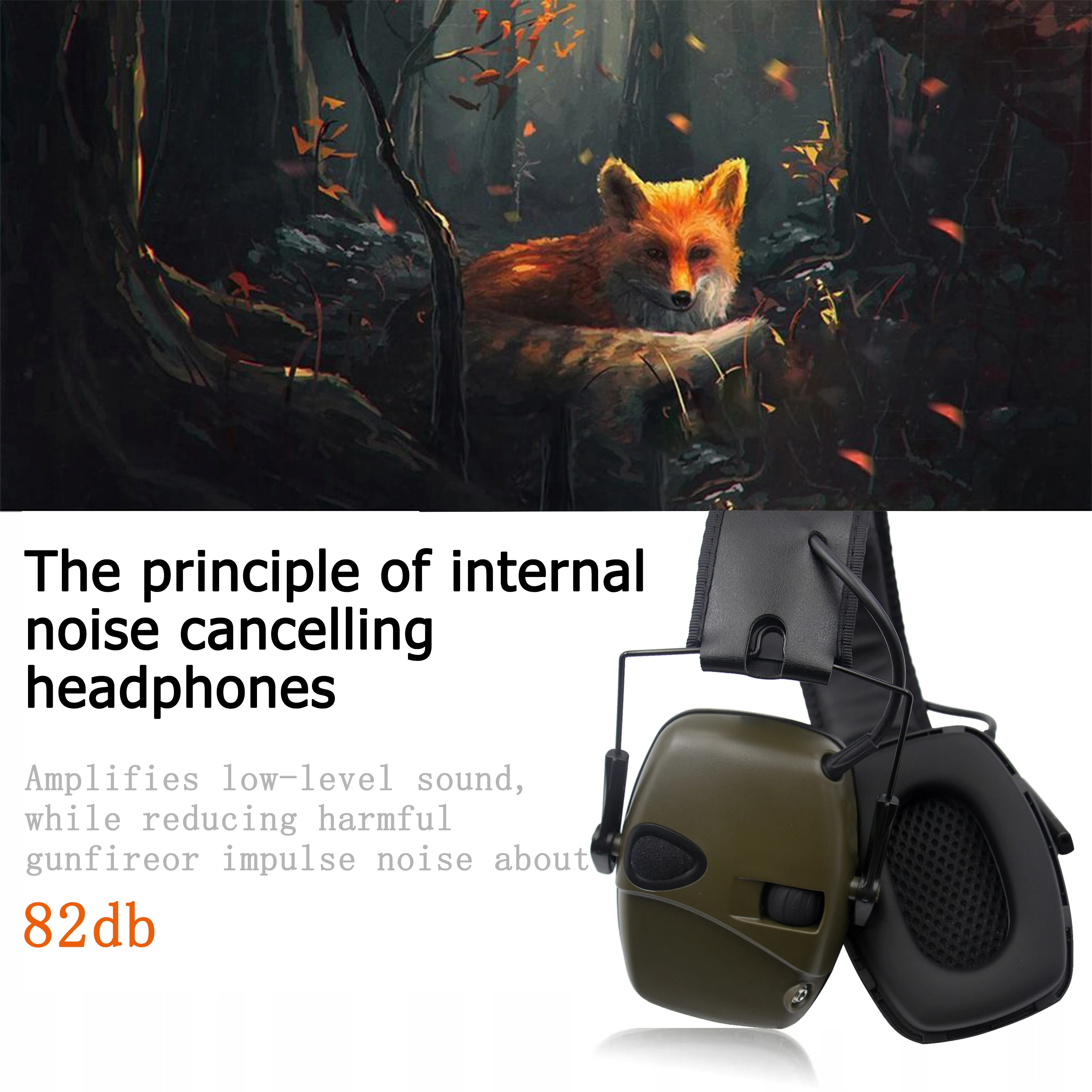 

Military shooting earmuffs Foldable tactical hunting electronic noise reduction earmuffs Protect your hearing NRR:22db
