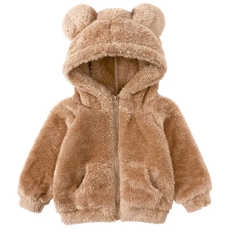 

Kids Boys Girls Winter Coat for Baby Children Warm Soft Bear Outerwear Hooded Clothes Casual Fleece Jacket Plush Tops 9M-7 Years